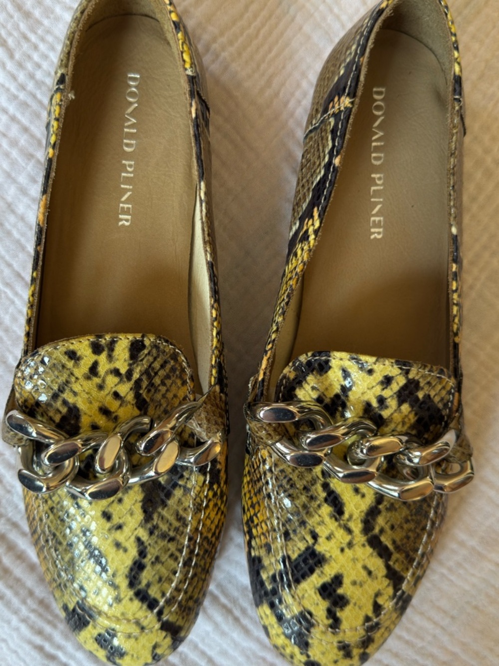 Donald Pliner Leather Snake Embossed Nolin Loafers - Picture 10 of 16